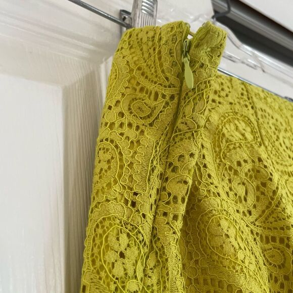NWT Anthropologie Flared Lace Pants Size 2 Lined Green Yellow - Picture 10 of 13
